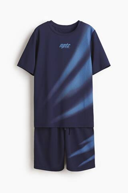 H&M Комплект из футболки и шорт из функциональной ткани DryMove, синий