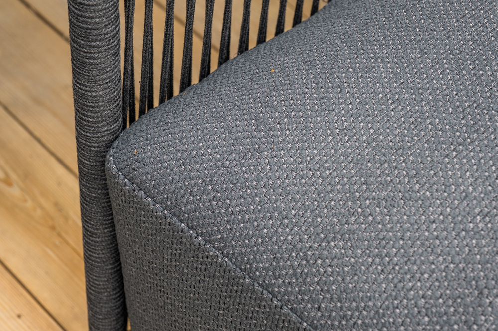 "Лугано" лаунж-зона 5-местная плетеная из роупа (веревки), каркас алюминиевый темно-серый, роуп темно-серый