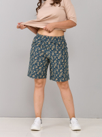 Шорты Н-147/джинсиндиго-цветыбежевые