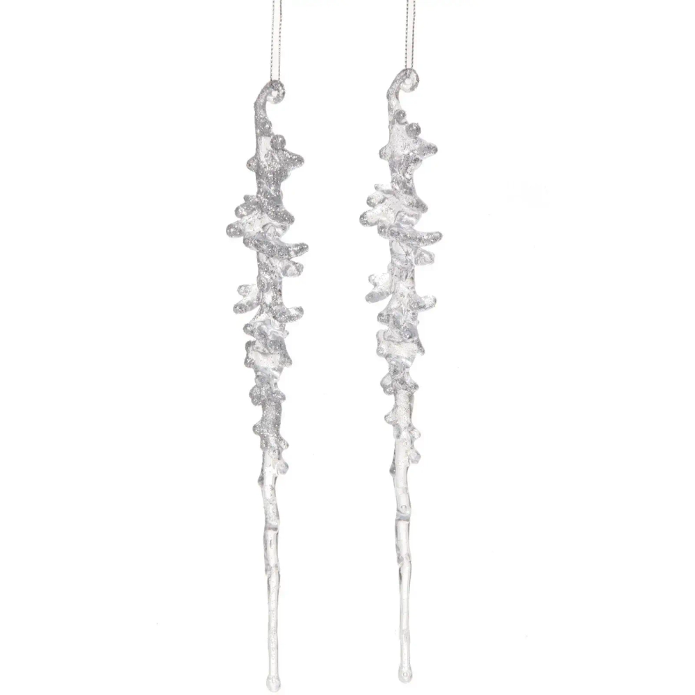 Подвеска «Кристальная сосулька» 26 см (набор 2 шт), Серебро