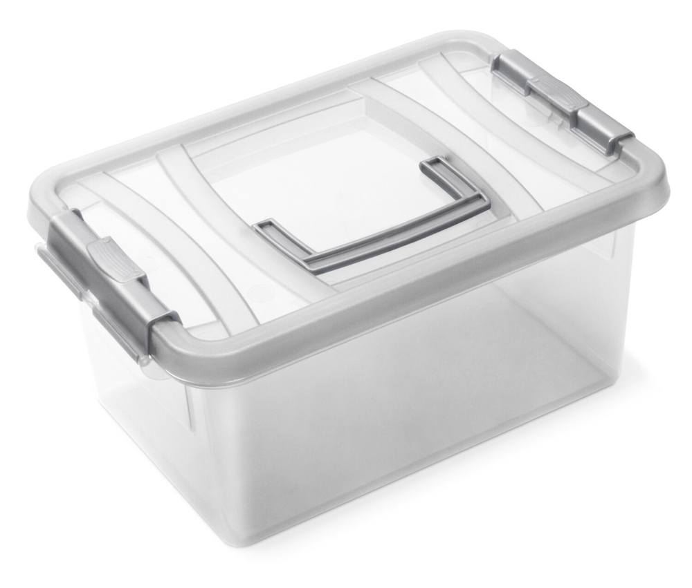 Контейнер для хранения с крышкой, ручкой и ручками-защелками «ЭКСПЕРТХАУС», 34,8*23,2*16,5см, 8л