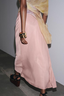 ZARA ДЛИННАЯ ЮБКА — ZW COLLECTION, РОЗОВЫЙ