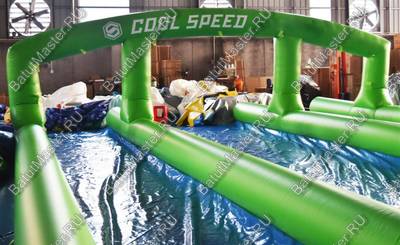 Водная горка без надувного дна, на подкачке ТУРБО «Капля большая», 137*7,28*2,4 метров