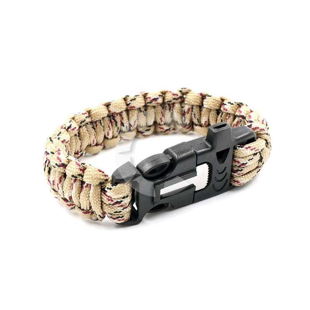 Браслет "СЛЕДОПЫТ" из паракорда со свистком, компасом и огнивом, 24,5х2 см/250/