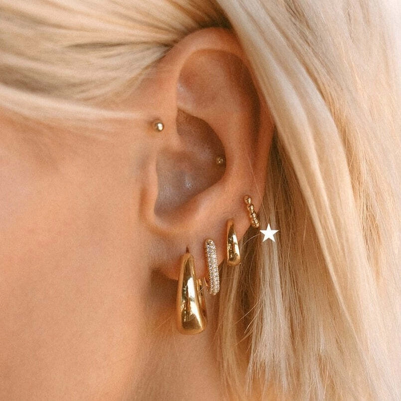 Серьги-кольца Мини Непрерывные Бусины – Серебро