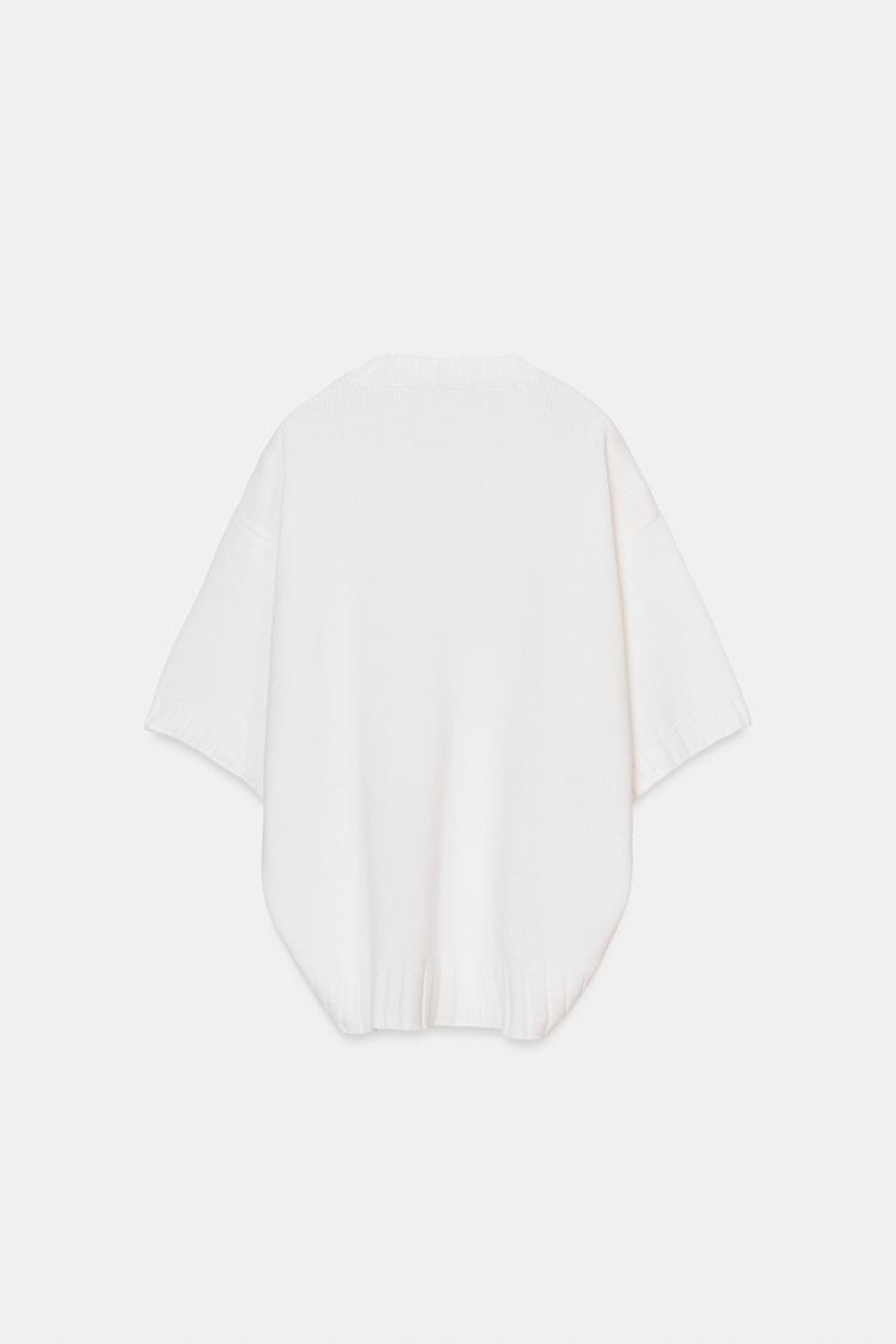 ZARA СВИТЕР С КОРОТКИМИ РУКАВАМИ И АСИММЕТРИЧНЫМ НИЗОМ, ЭКРЮ