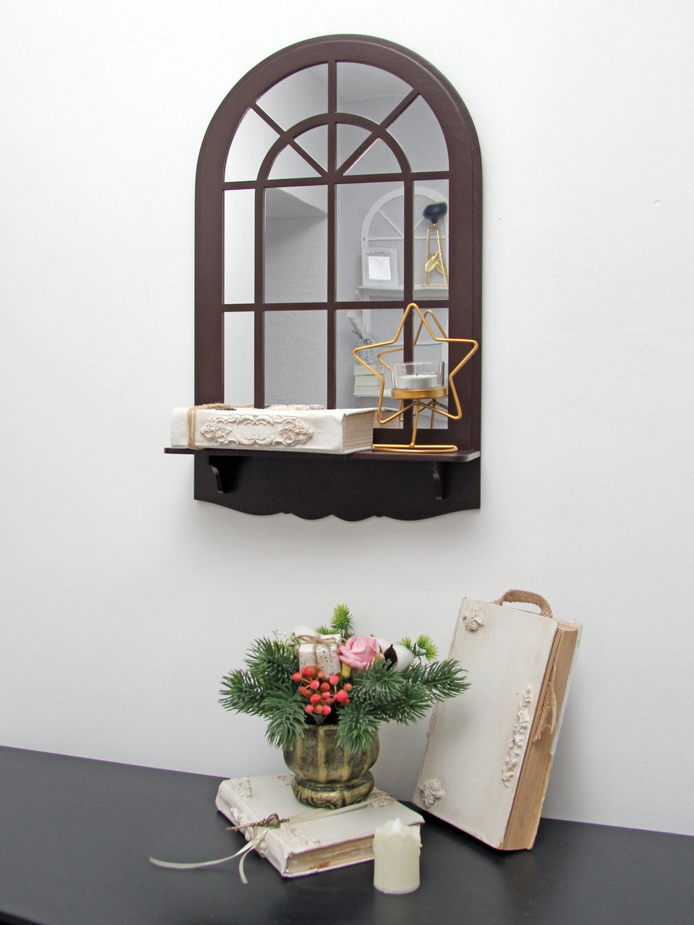 Декор для дома и интерьера зеркало настенное с полкой 30*50 см