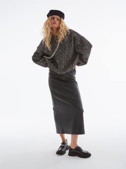 Юбка из экокожи под крокодила черная