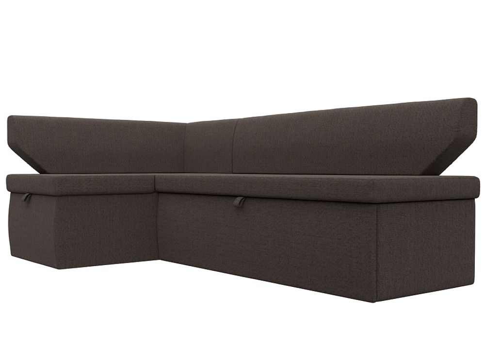 Диван кухонный угловой Омура левый угол, Амур 05 коричневый, Рогожка, 125896L