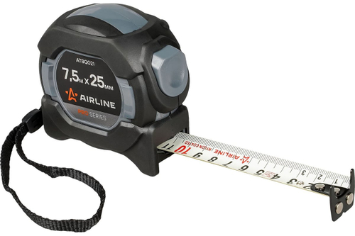 Рулетка строительная измерительная 7,5 м х 25 мм PRO с автостопом AIRLINE ATBQ021