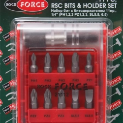 Набор бит с битодержателем 11пр., 1/4''(PH1,2,3 PZ1,2,3, SL5.5, 6.5) RockForce##Rock FORCE RF-21112