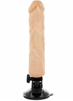 Телесный вибратор на мощной присоске Basecock Realistic Vibrator - 21 см.