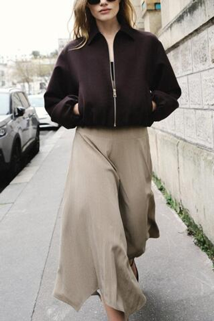 ZARA КУРТКА НА МОЛНИИ, КОРИЧНЕВЫЙ