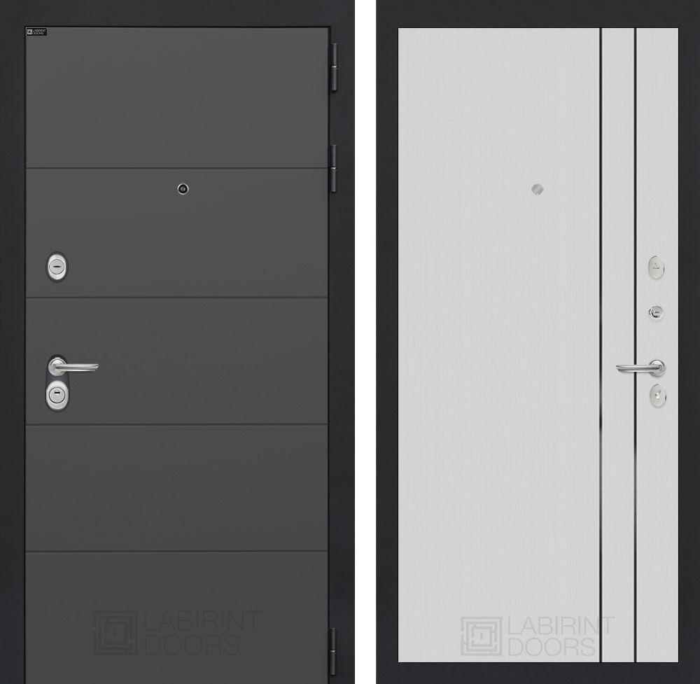 Входная дверь Лабиринт АРТ - 10 Белый софт рельеф