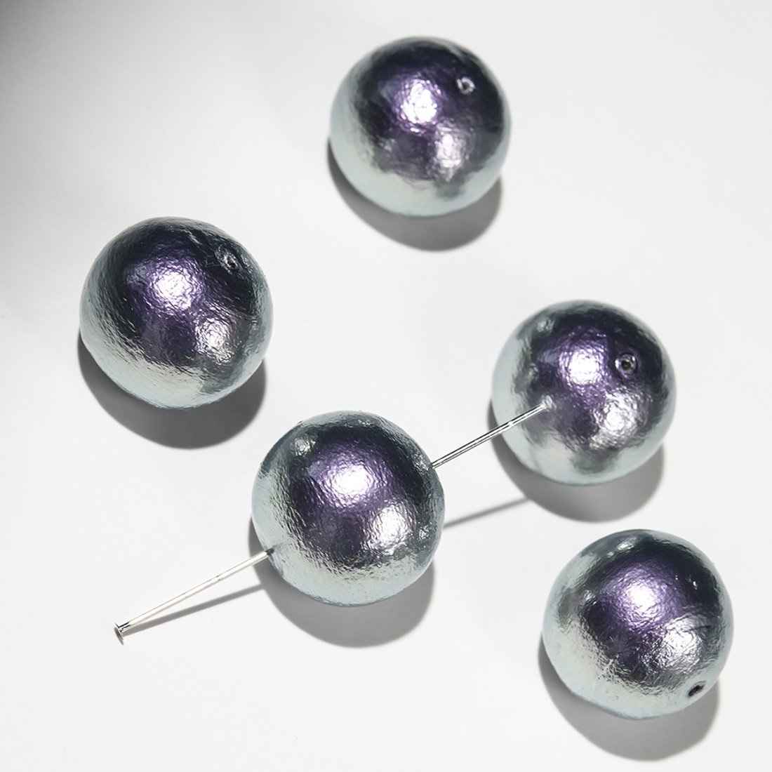 Хлопковый жемчуг, оттенок "Rich Gray", шар 16мм, сквозное отверстие