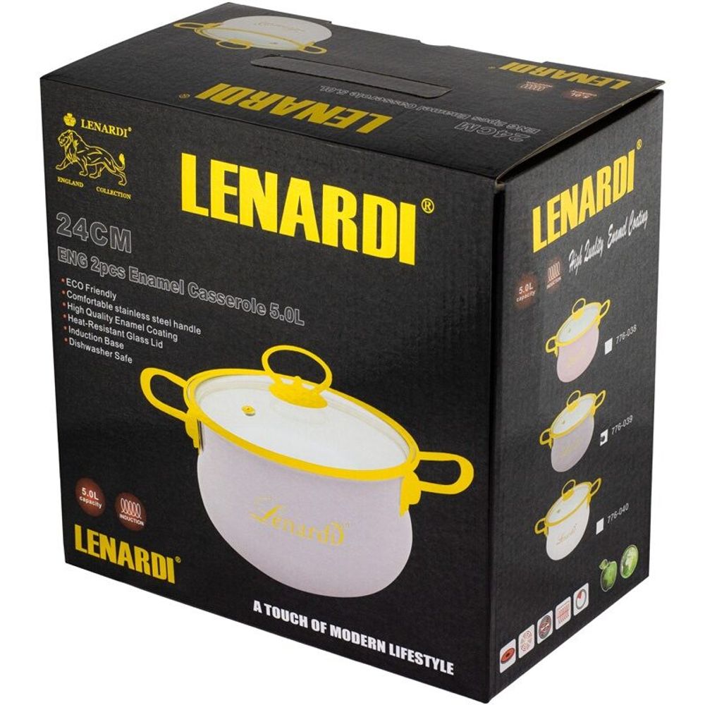 Lenardi 776-039 Кастрюля эмалированная 5л. с крышкой 24см. MIGUEL в под.уп.(х6)