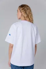 Футболка Toccotwo с розовой горловиной Женская Белая