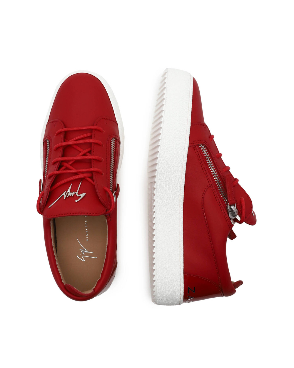 Кожаные кроссовки logoball/slogan lav Giuseppe Zanotti - красный(RM30036)