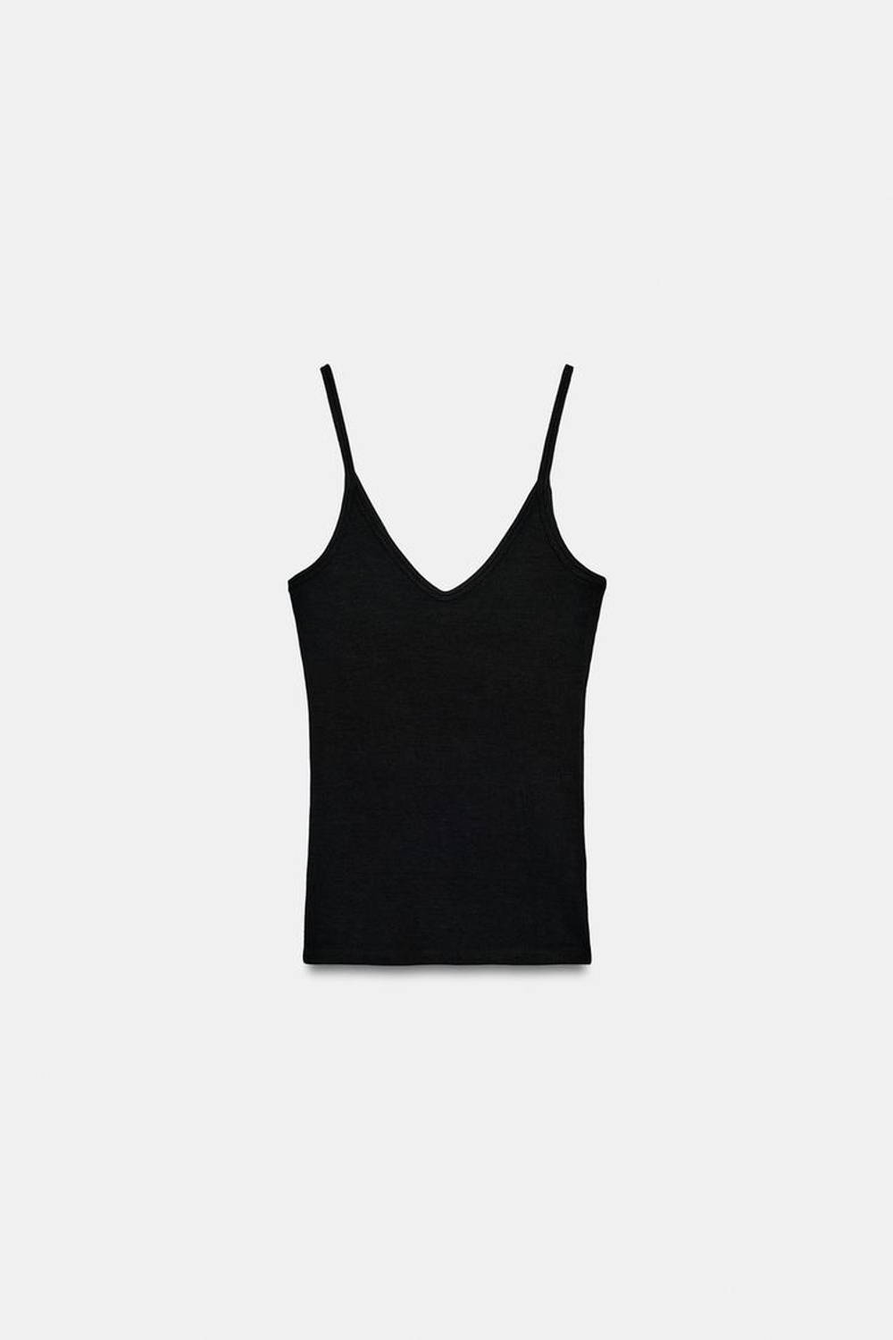 ZARA ТОП НА БРЕТЕЛЯХ В РУБЧИК, ЧЕРНЫЙ