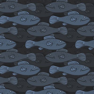 Серо-голубые рыбы на темном фоне