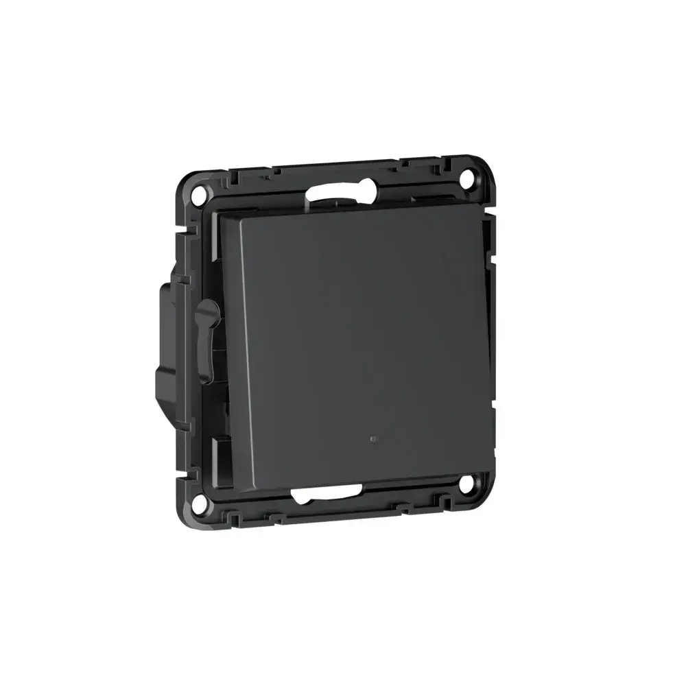 ATLASDESIGN SMART 1-кл. ВЫКЛЮЧАТЕЛЬ с подсв., Zigbee, сх.1, L+N, 10А, мех., КАРБОН