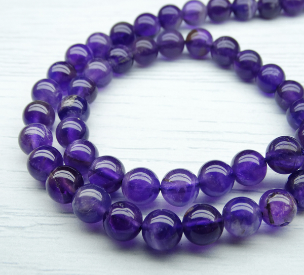 ПК096НН8 Бусины из природного камня Аметист, размер: 8 мм, 5 шт.