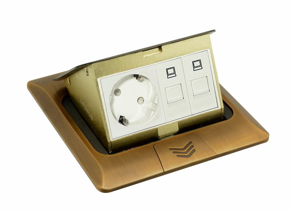 Выдвижной блок на 4 модуля,  античная латунь