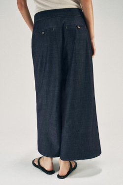 ZARA БРЮКИ-КЮЛОТЫ С ХЛЯСТИКОМ, СИНИЙ/ИНДИГО