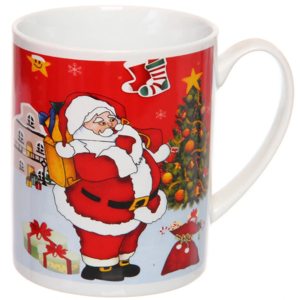 Кружка керамическая 450мл «Подарок от Деда Мороза», микс рисунков