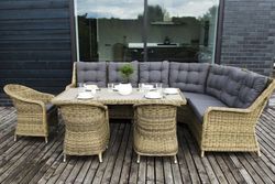 "Бергамо" обеденная группа угловая из искусственного ротанга, цвет соломенный