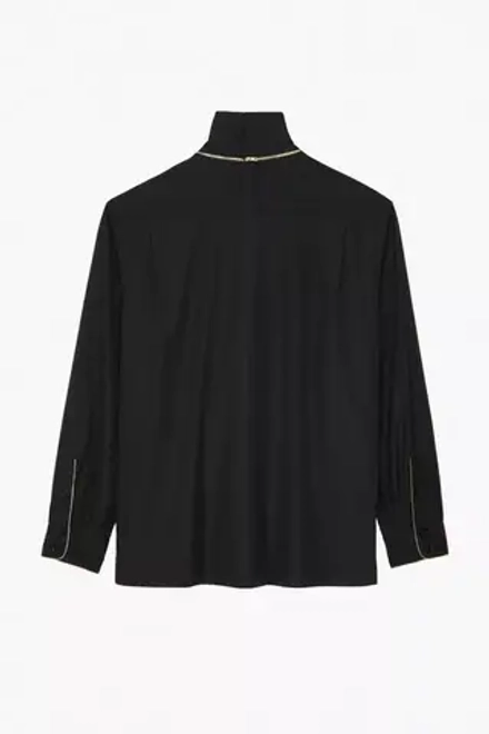 ZARA X STEFANO PILATI РУБАШКА СО СЪЕМНЫМ ВОРОТНИКОМ , ЧЕРНЫЙ