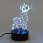 Светильник ночник «3D-Олень» на пластиковой подставке, с включателем USB