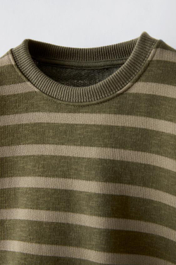 ZARA ТОЛСТОВКА В ПОЛОСКУ, ХАКИ