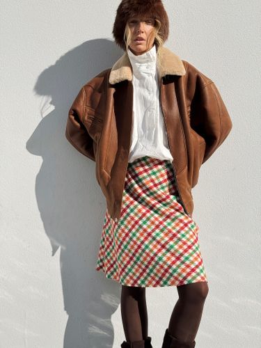 Шерстяная юбка-миди в цветную клетку