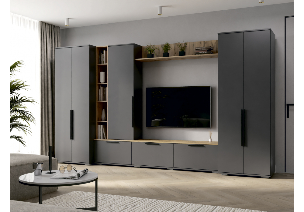 Готовая гостиная Woodville Филеста графит, дуб вотан комплектация 2