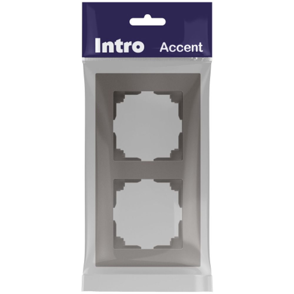 Рамка для розеток и выключателей Intro Accent 6-502-09 на 2 поста, СУ, титан | Intro