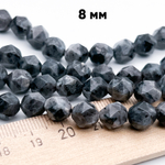 Ларвикит крупной огранки бусины, размер около 8,3 мм, цена за 22-23 шт (1/2 нити)