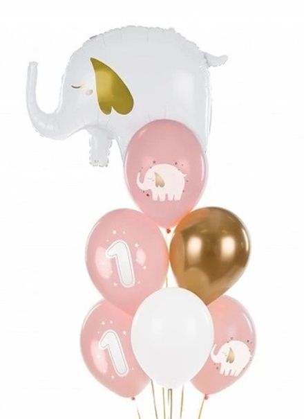 Фонтан шаров "Слоненок на годик девочке"