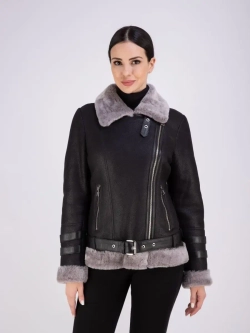 Дубленка авиатор женская натуральная короткая зима Турция