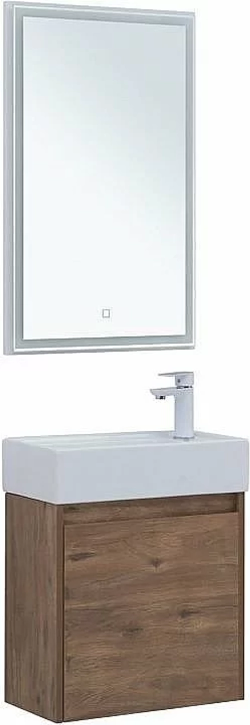 Тумба с раковиной Aquanet Nova Lite 50 с зеркалом, дуб рустикальный