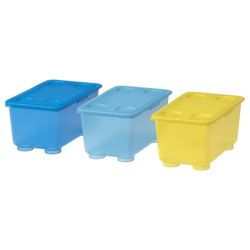 IKEA GLIS  (ИКЕА ГЛИС)  -  Коробка с крышкой, желтая/синяя, 17x10 см