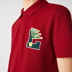 Мужское теннисное поло Lacoste Men’s Regular Fit L Badge Cotton Piqué Polo Shirt - красный