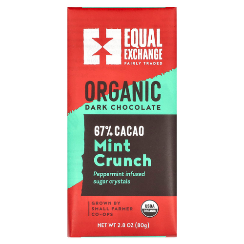 Equal Exchange, Органический темный шоколад, мята, 67% какао, 80 г (2,8 унции)