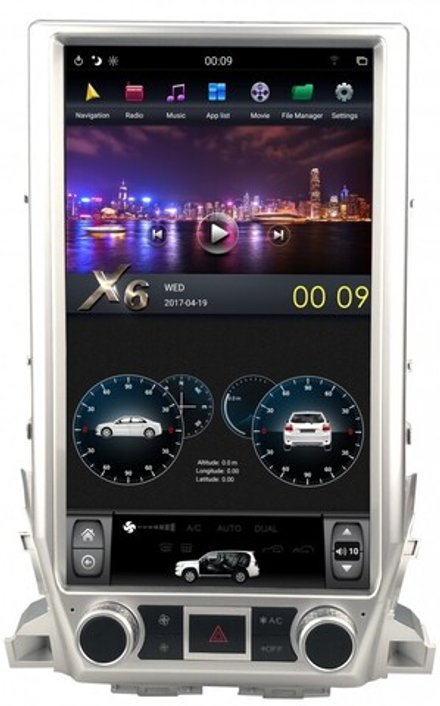 Магнитола для Toyota Land Cruiser 200 2016-2021 (отдельный экран климата) - Carmedia ZF-1829L-Q6 вертикальный экран в стиле "Тесла" на Android 11, 8Гб+128Гб, CarPlay, 4G SIM-слот