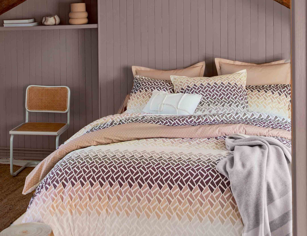 Постельное белье 2 спальное евро Blanc des Vosges Nuances Grenat Франция