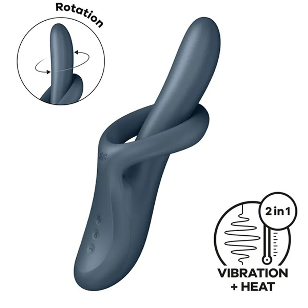 Серый вибратор-ротатор 23см для точки G с функцией нагрева Satisfyer Heat Flex 4 Heating Rotating G-Spot Vibrator Grey