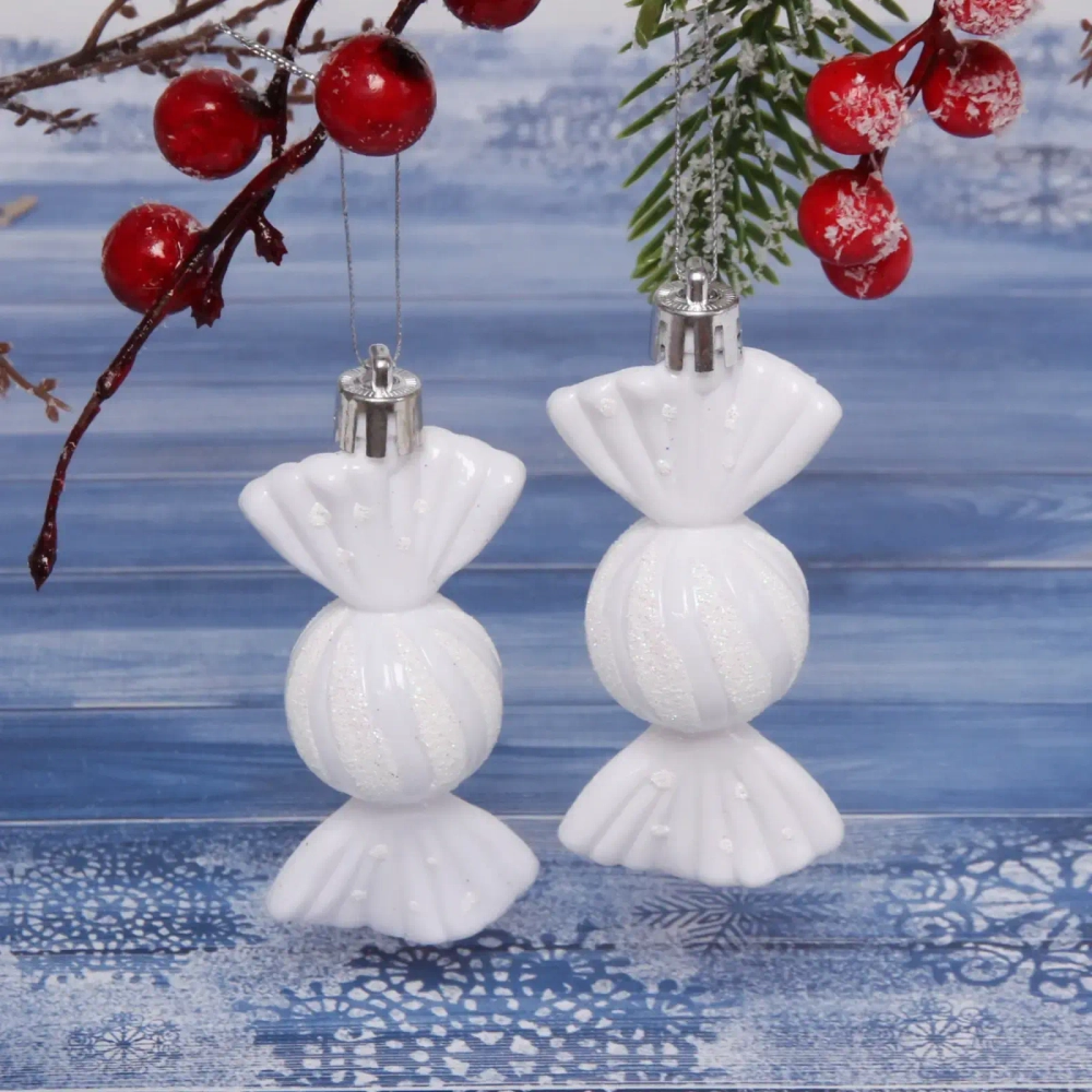 Ёлочные игрушки «Таинственное очарование» Конфетки 8 см (набор 2шт), белый