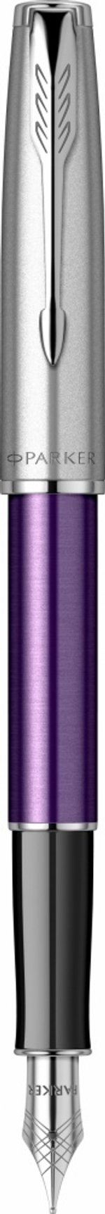 Перьевая ручка Parker Sonnet Essentials Violet SB Steel CT 2169366, перо: F, цвет чернил black, в подарочной упаковке.