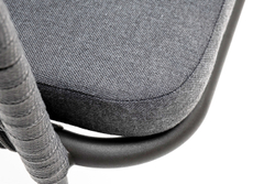 "Бордо" стул плетеный из роупа (колос), каркас алюминий серый (RAL7022) муар, роуп серый 15мм, ткань темно-серая 027