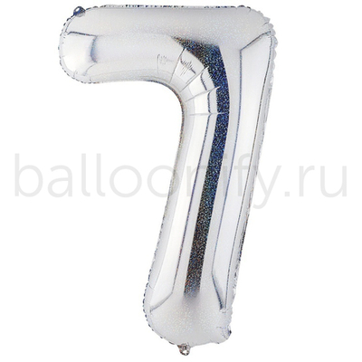 Шар ЦИФРА 7 Silver блеск 40" 102 см